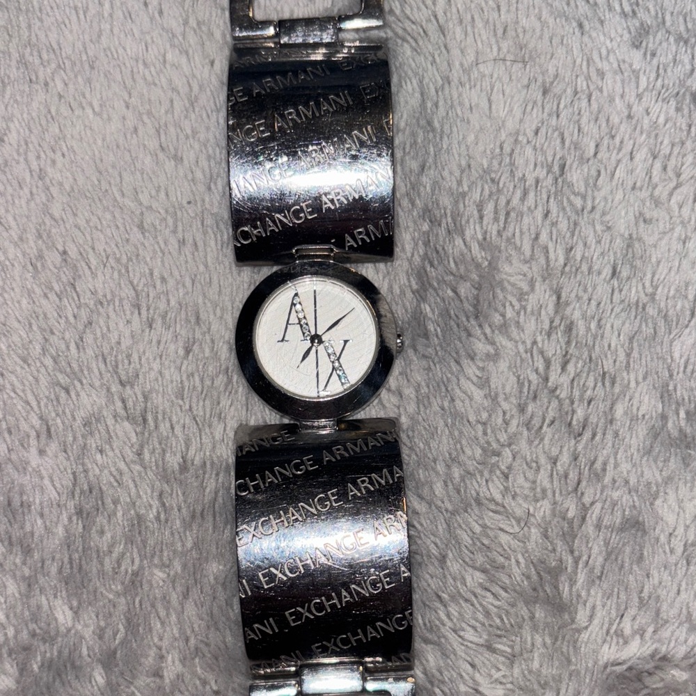 Armani Exchange Silver Watch with White Dial